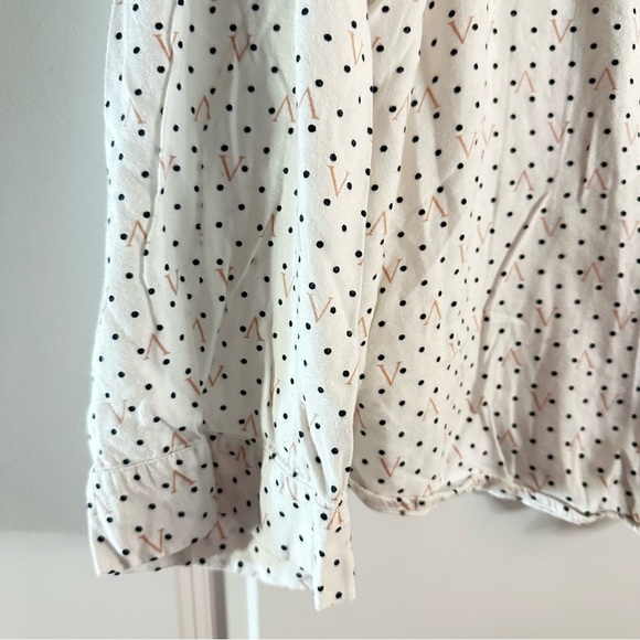 Victoria’s Secret White Polka Dot Pajama Top XL Long Sleeve Button Front - Picture 6 of 8